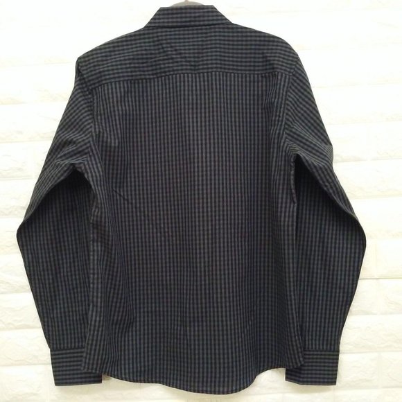 2016 London Fog Check Gingham Shirt Mens Sz-M Grey - Picture 10 of 11